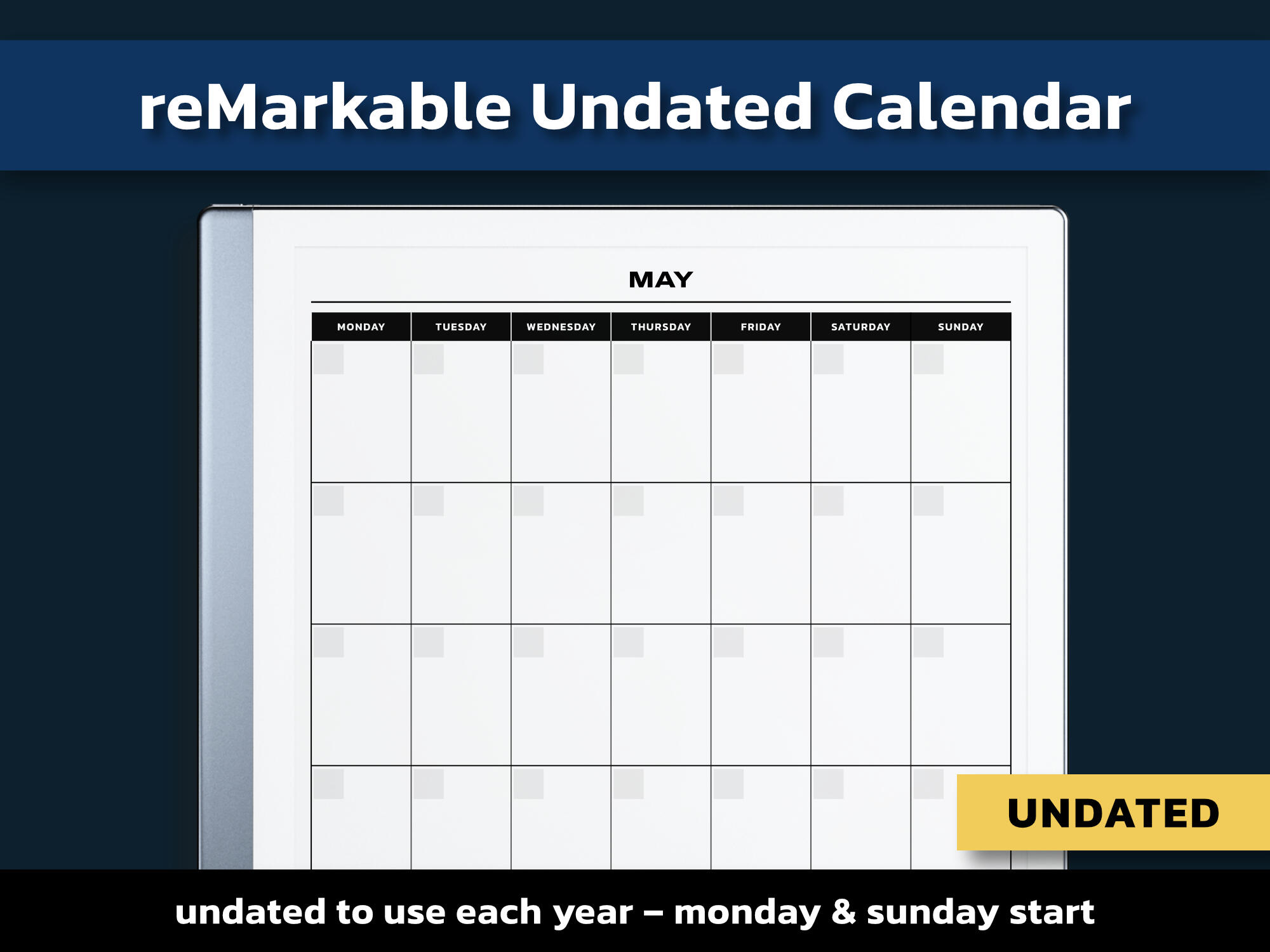 reMarkable Undated Monthly Calendar